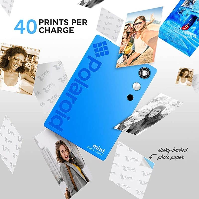 Zink  Mint Instant Print Digital Camera (Black), Prints on Zink 2x3 Sticky-Backed Photo Paper