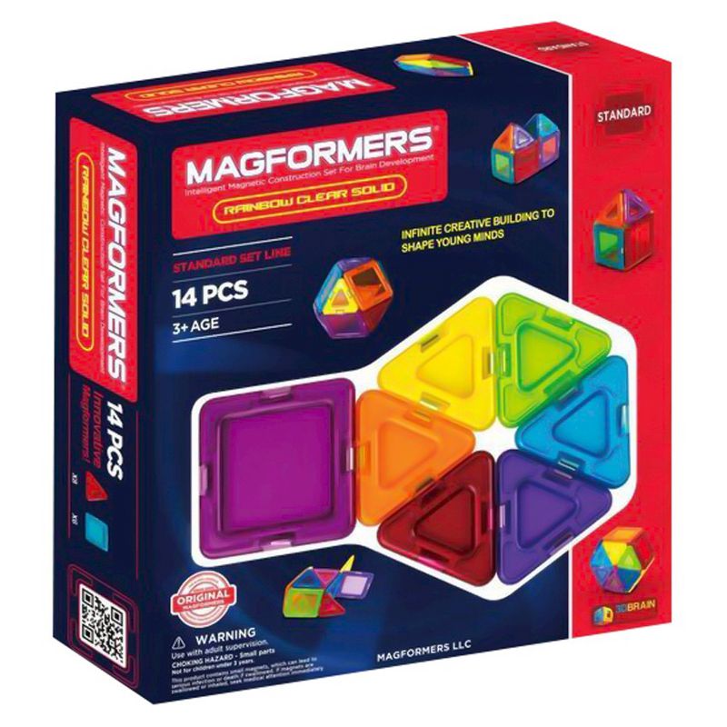 Magformers Solids Clear Rainbow 14 PC Set