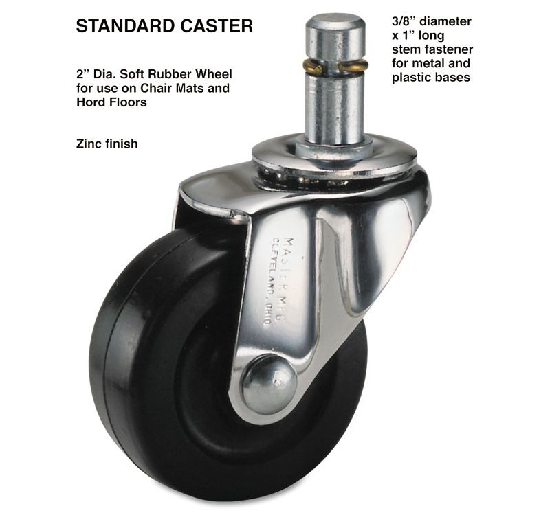 Master Caster Standard Casters Soft Rubber K Stem 75 lbs./Caster 4/Set 32001