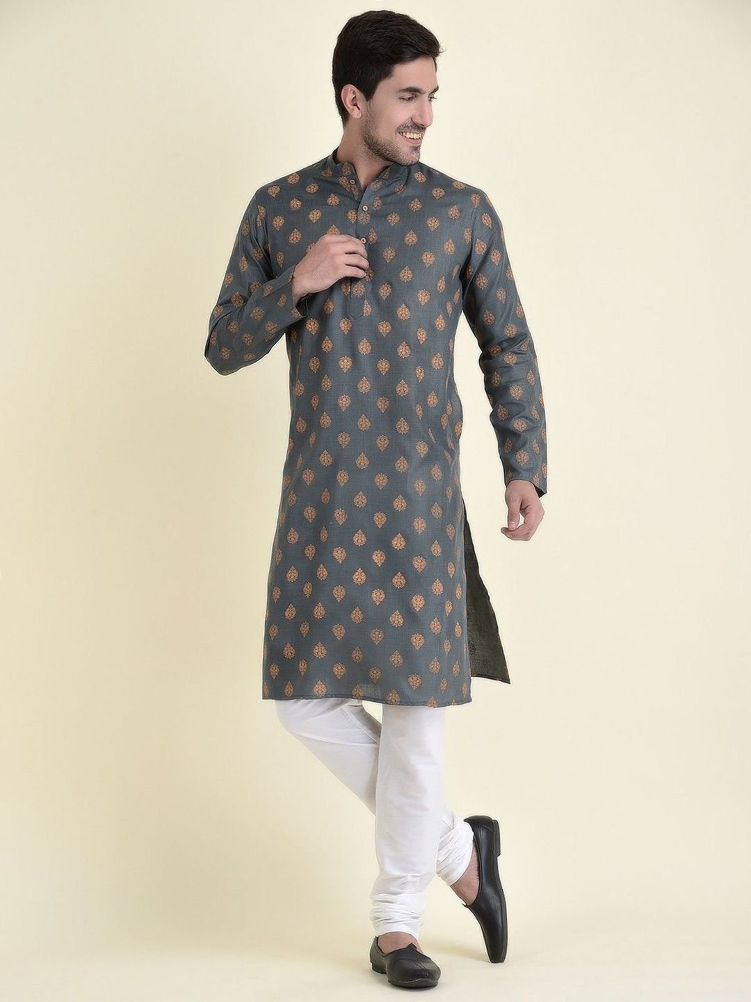 TABARD Green Cotton Regular Fit Printed Kurta Bottom Set