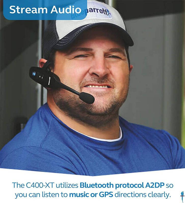 BlueParrott C400-XT Voice-Controlled Bluetooth Headset with 96% Noise Canceling Microphone for iOS and Android Bundle with Blucoil 5000mAh Portable Power Bank, and 3-FT USB 2.0 Type-A Extension Cable