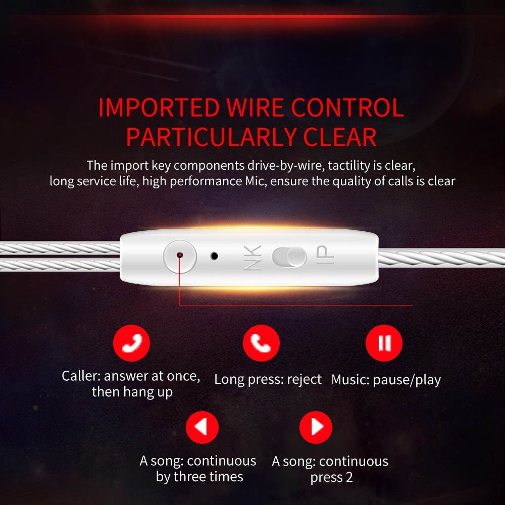 QKZ CK5 Headphones In-ear Wired Headset 3.5mm Jack Headphone Earhook for Smartphone MP3