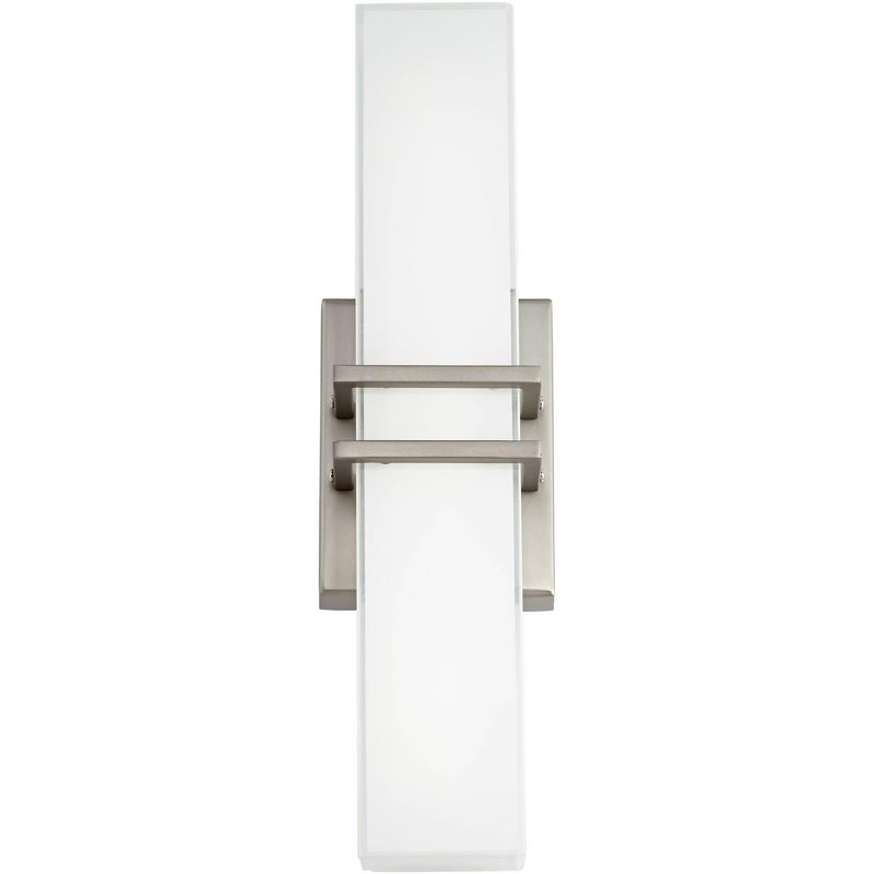 Possini Euro Design Modern Wall Light LED Brushed Nickel 17" Vanity Fixture for Bathroom Over Mirror Bedroom
