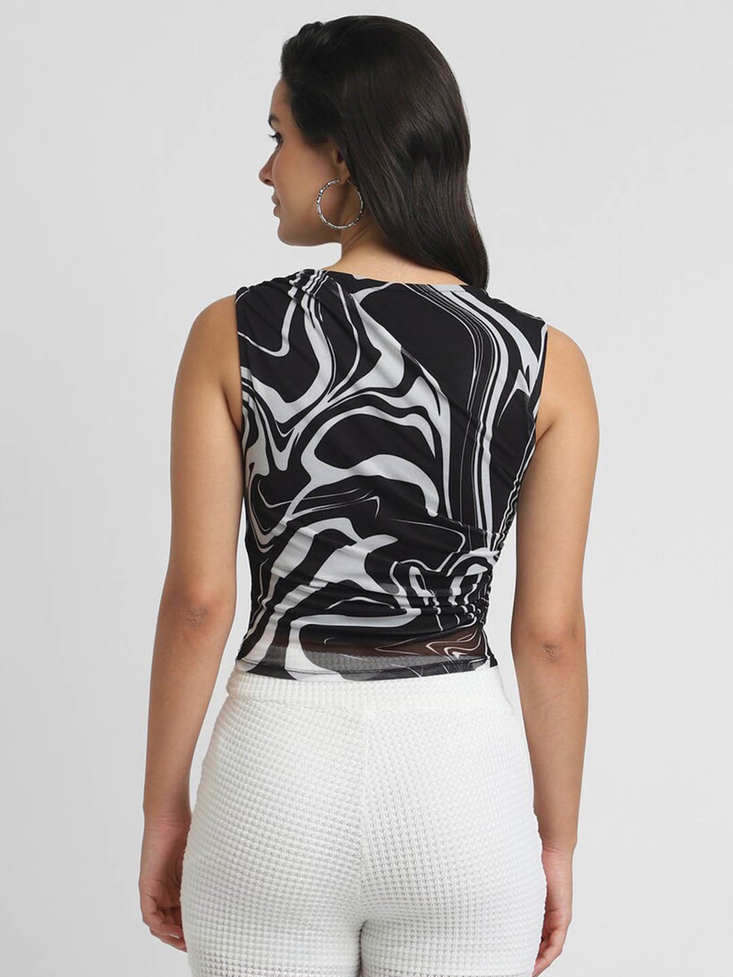 Forever 21 Black Printed Top