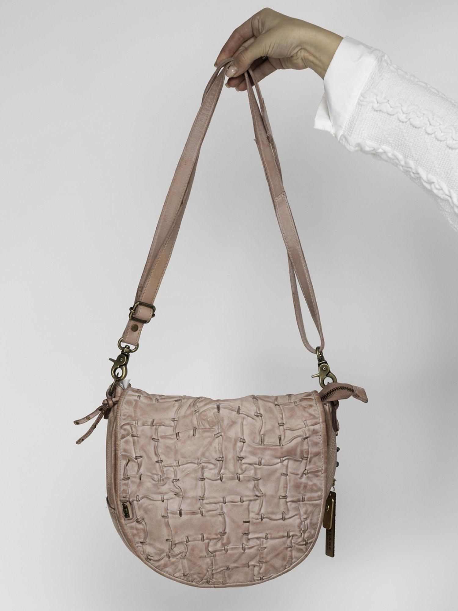 Art N Vintage Carla Blush Pink Leather Textured Small Sling Handbag