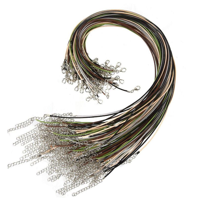 Juvale 100 Piece Faux Leather Necklace with Lobster Clasp for DIY Crafts, 5 Colors, 17"