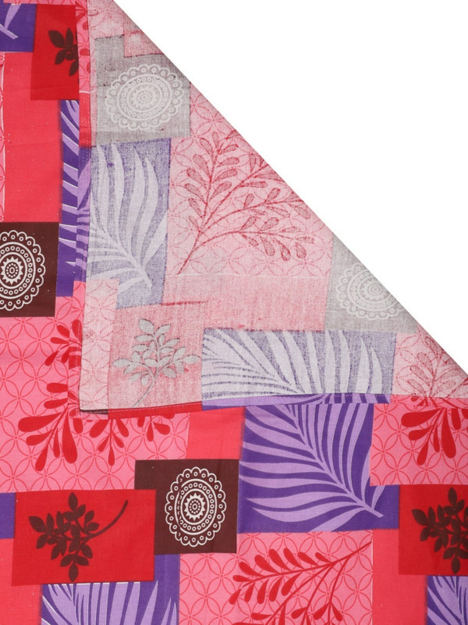 Dhrohar Printed Peach & Blue Cotton 180 TC Double Bedsheet with 2 Pillow covers