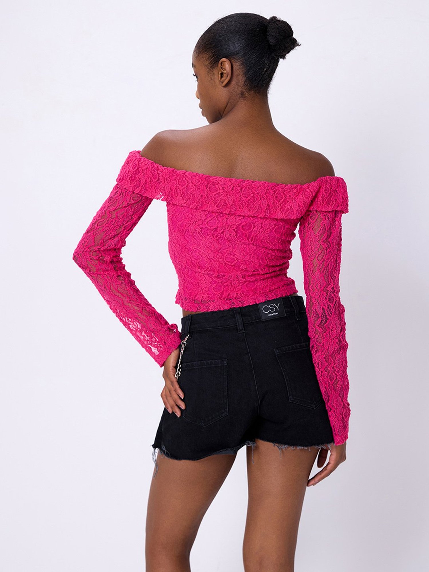 Cover Story Pink Lace Crop Top