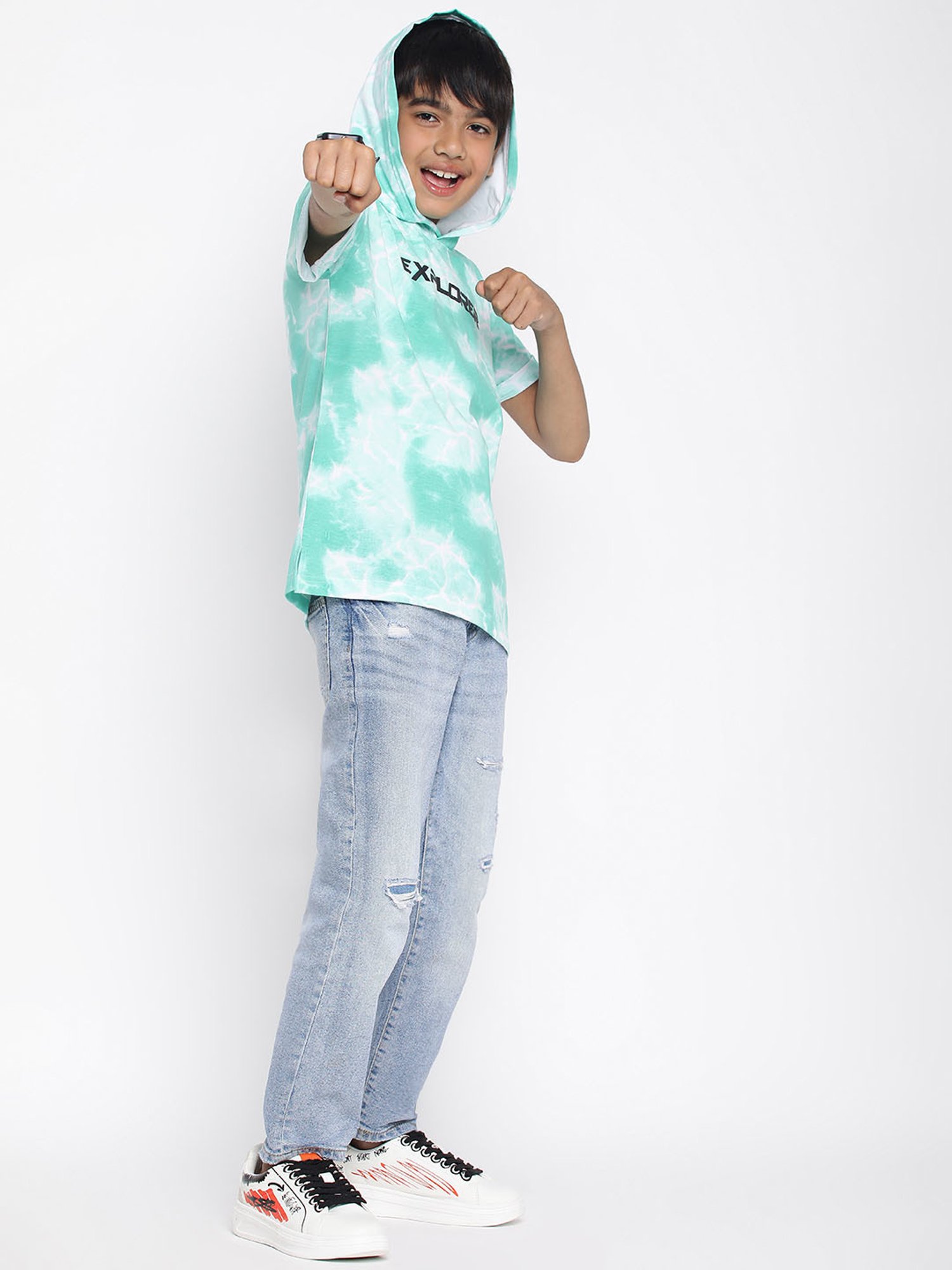 Lil Tomatoes Kids Mint & White Tie and Dye T-Shirt