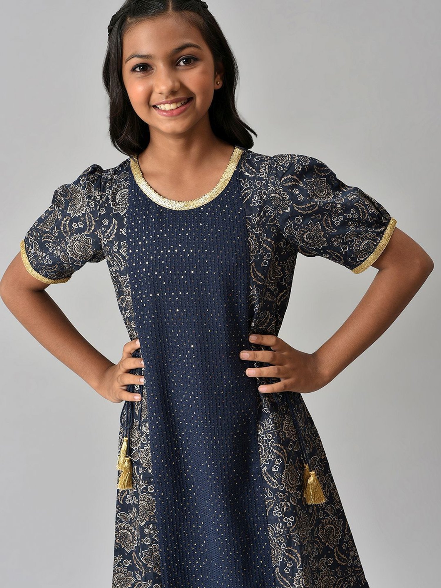 Aurelia Kids Blue Printed Dress