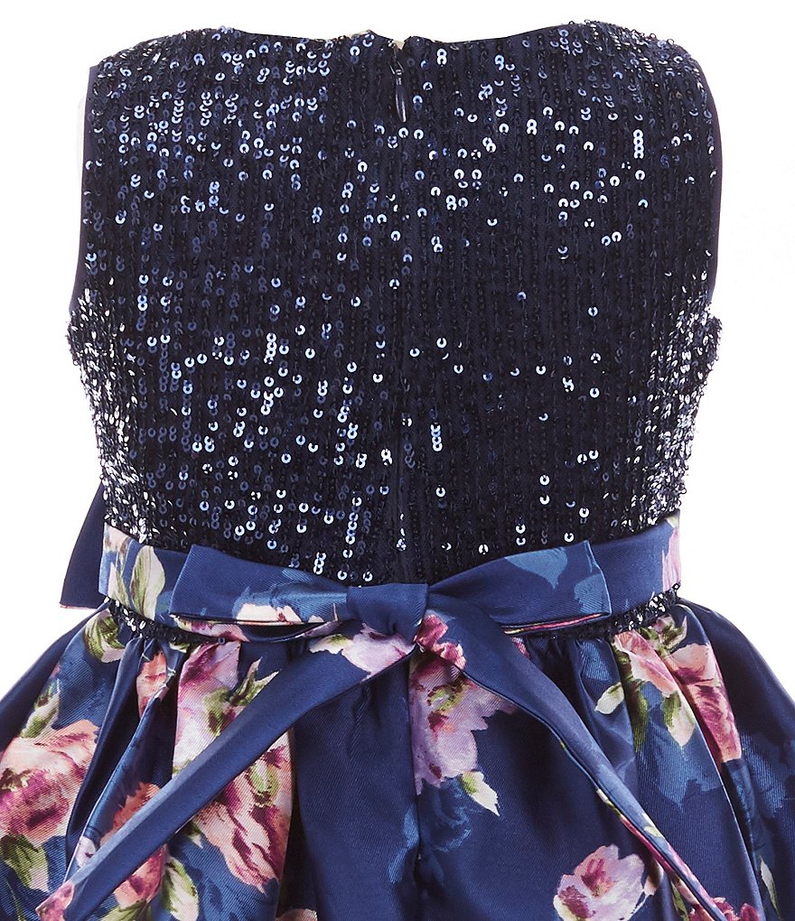 Laura Ashley Little Girls 2T-6X 3/4 Sleeve Rose & Butterfly Print Clip Dot Dress