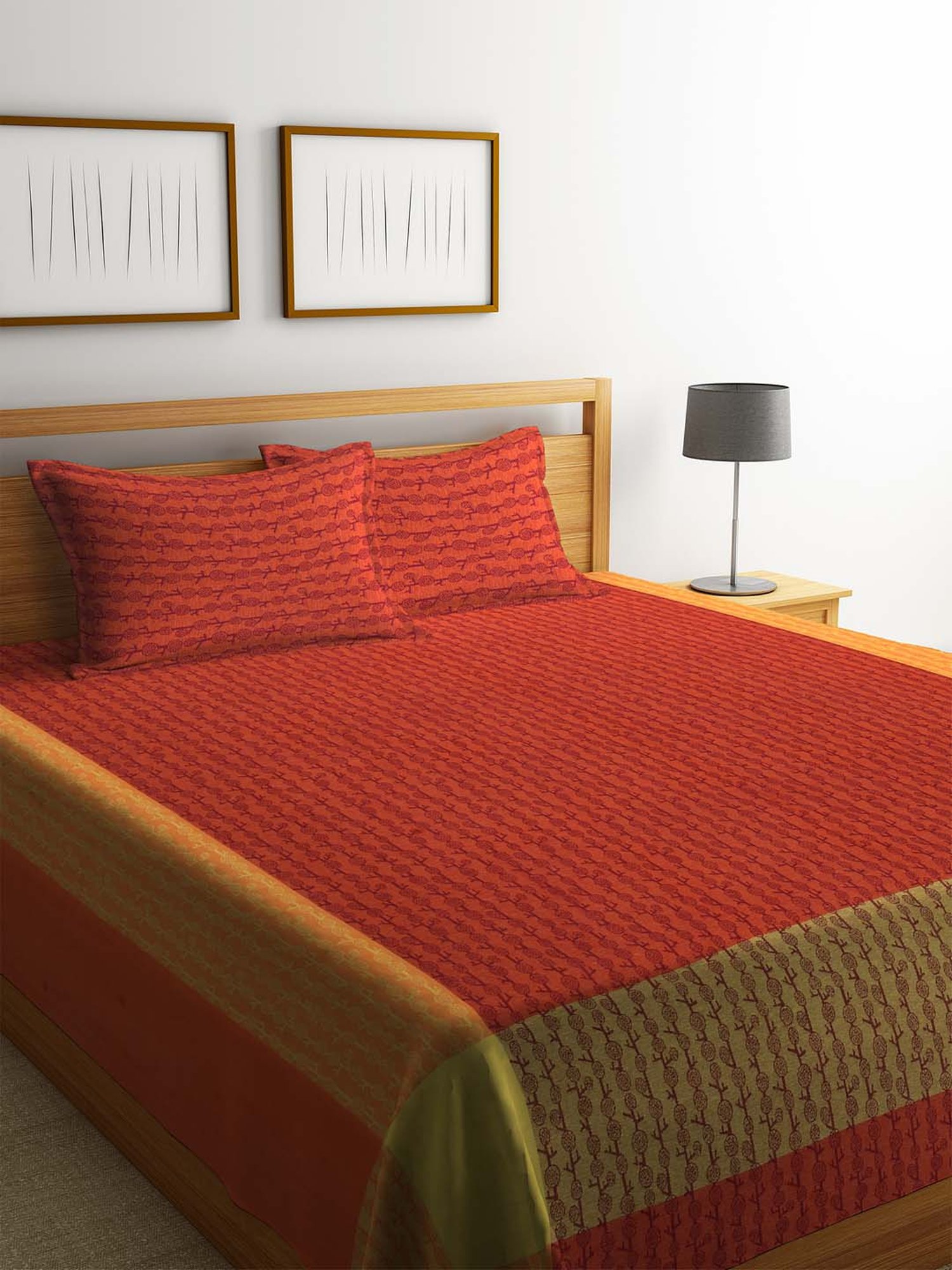 Klotthe Jacquard Collection Orange 300 TC Bed Linen Set