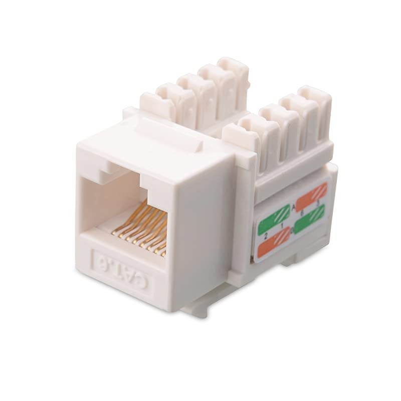 UL Listed 25Pack RJ45 Keystone Jack in White and Keystone PunchDown Stand