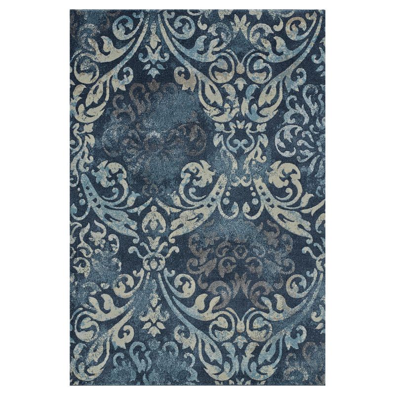 3'3"X5' Navy Damask Woven Accent Rug - Addison Rugs