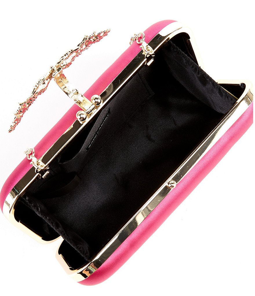 Kate Landry Satin Hinge Minaudiere Clutch Bag