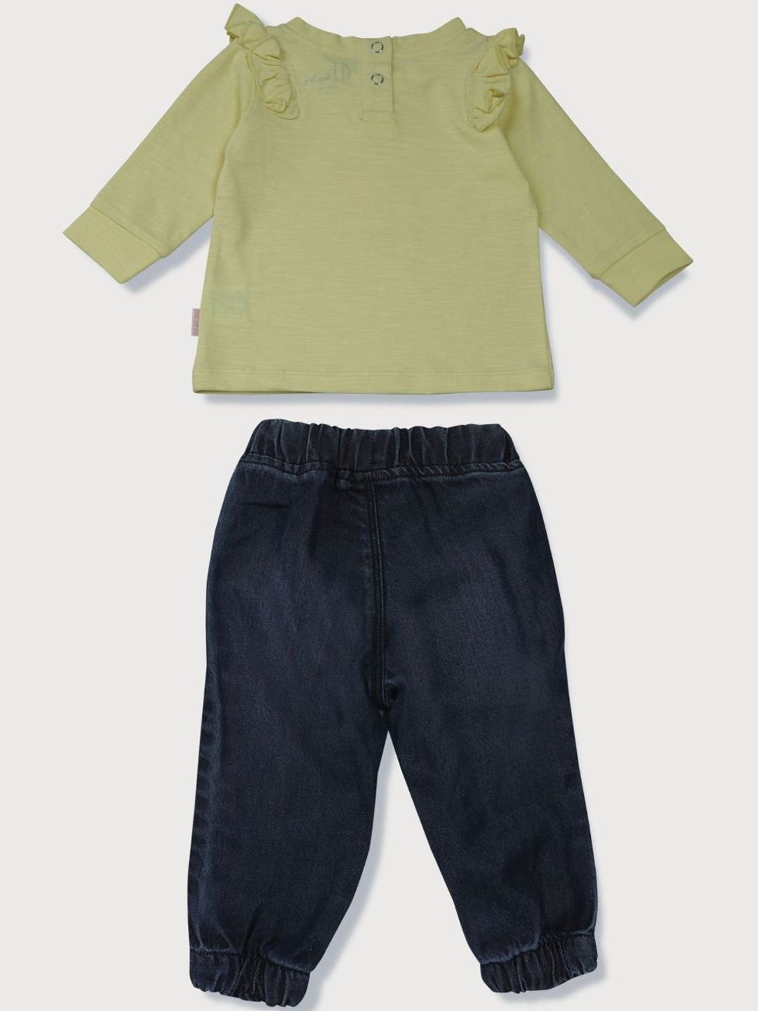 GJ baby Kids Yellow & Black Cotton Graphic Full Sleeves T-Shirt Set