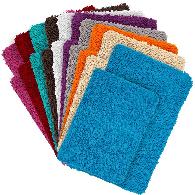 2pc Solid Memory Foam Shag Bath Mat Set Purple - Yorkshire Home