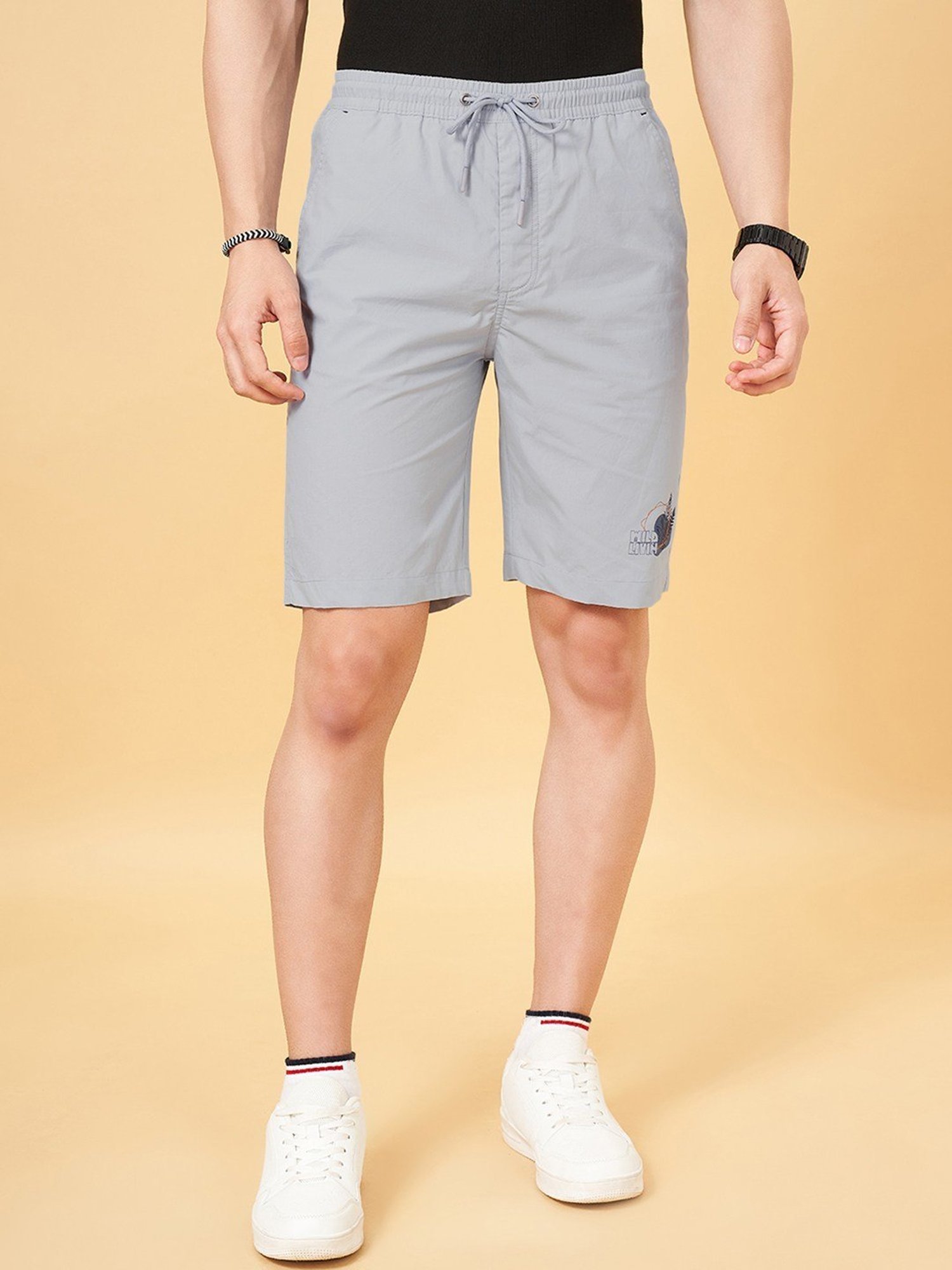 Urban Ranger By Pantaloons Celestial Blue Cotton Regular Fit Shorts
