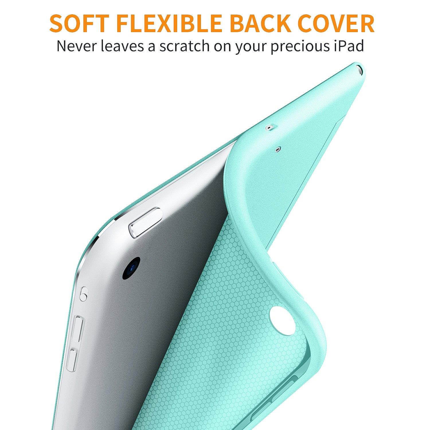 DTTO iPad Mini Case for iPad Mini 3/2 / 1, Ultra Slim Lightweight Smart Case Trifold Cover Stand with Flexible Soft TPU Back Cover for iPad Apple Mini, Mini 2, Mini 3 [Auto Sleep/Wake](Mint Green)
