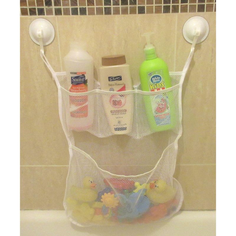 Basicwise 4-Section Bath Toy Organizer With 2 Hook Suction Cups