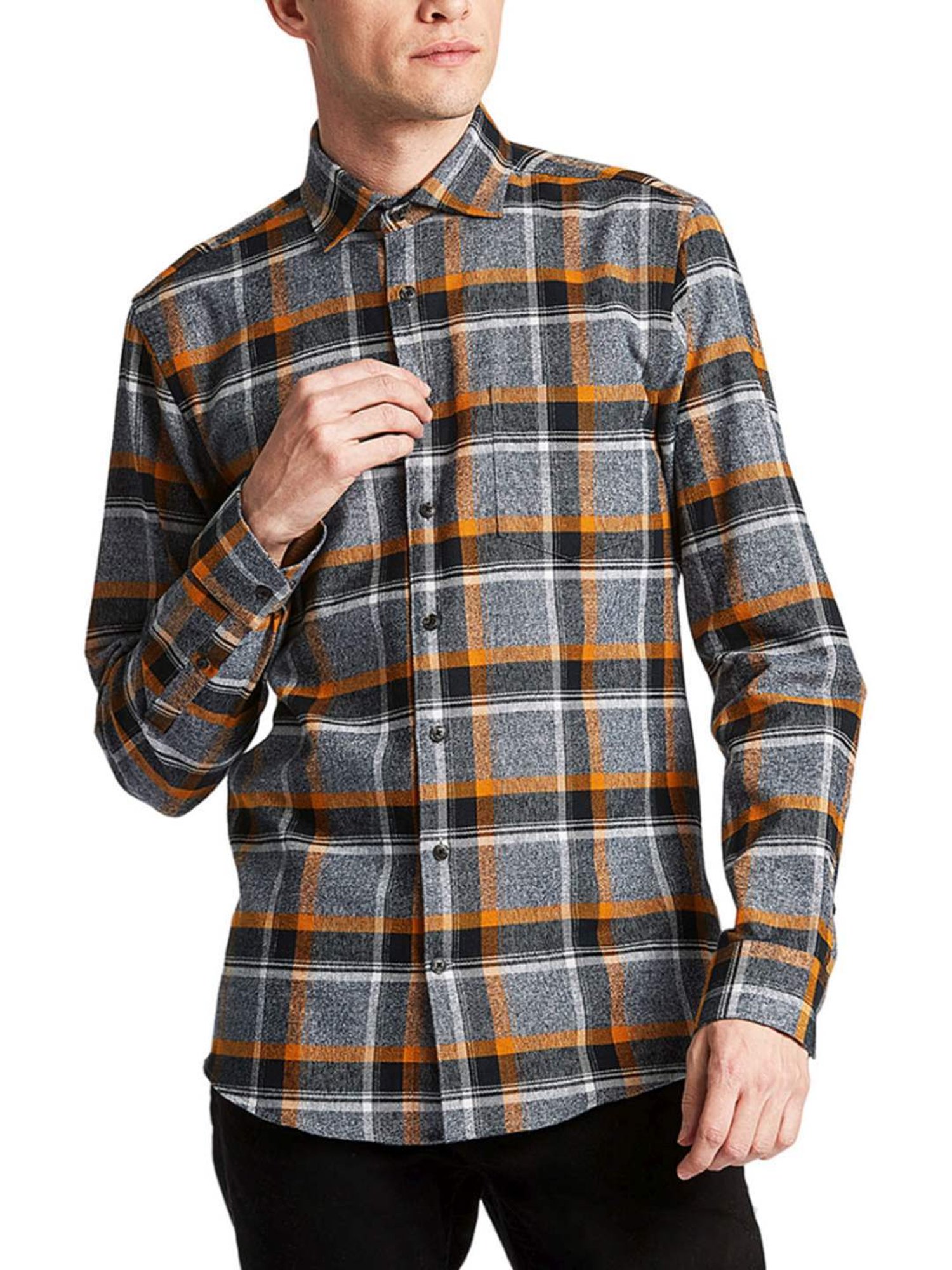 Lindbergh Black Cotton Slim Fit Checks Shirt