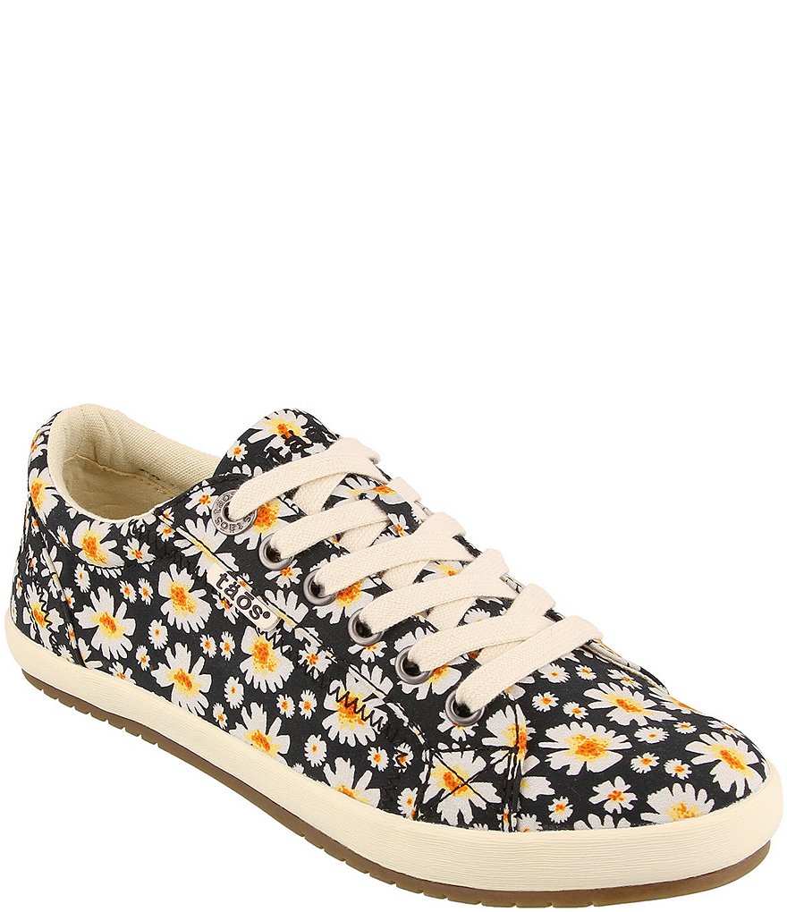 Taos Footwear Star Black Daisy Canvas Lace-Up Sneakers
