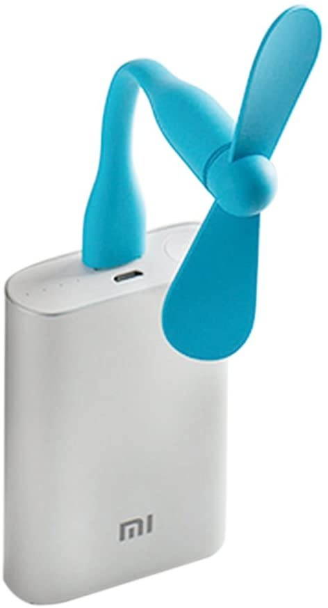 Greenery BXT Low Noise Mini Portable Lightweight Two Blades USB Computer Laptop Adjustable Bent Mobile Fan Notebook Netbook Tablet Power Bank Powered Summer Cooling Fan Cooler Blue