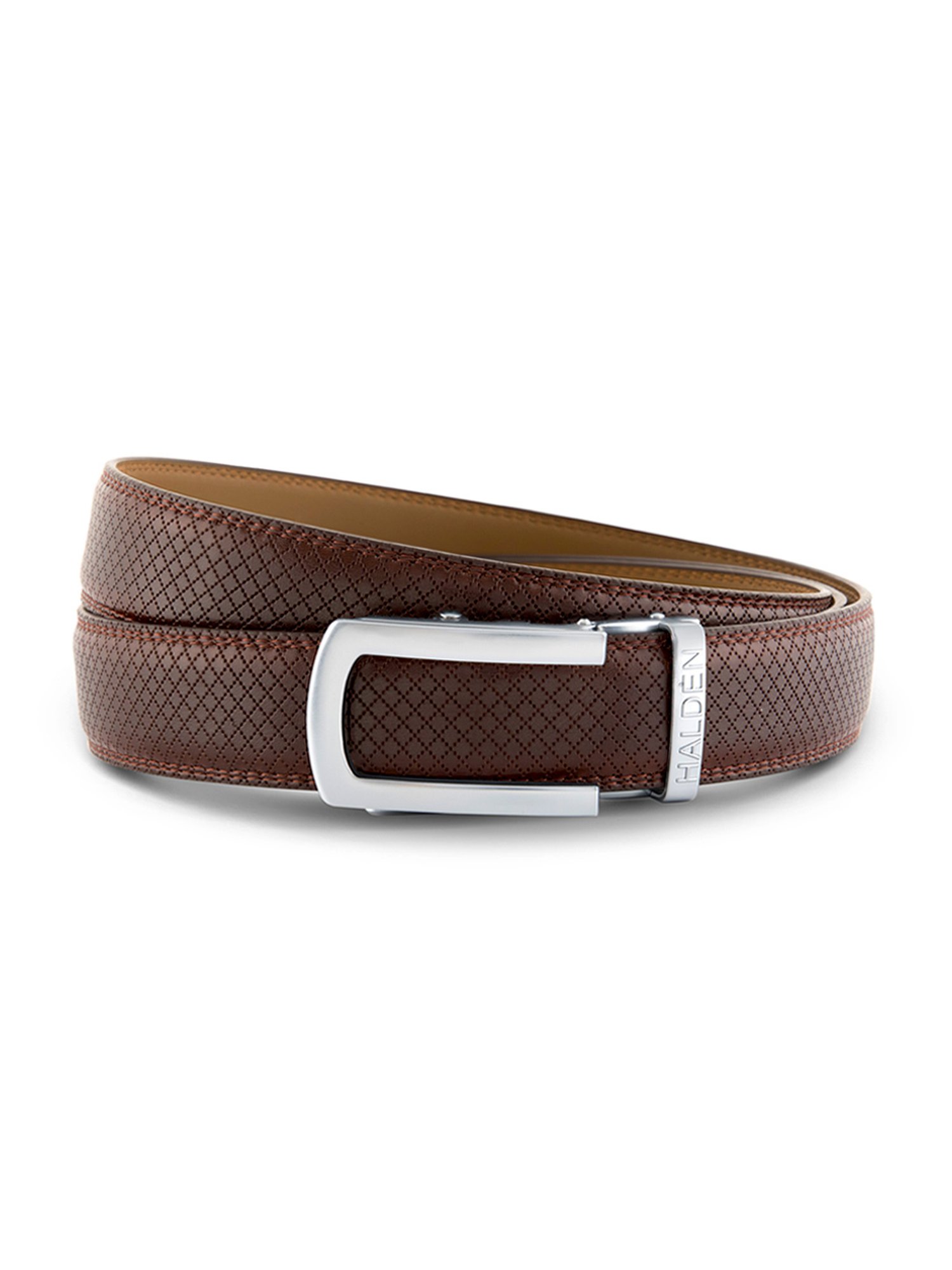 Halden Brown Theo Textured Formal Belt With Classic Silver Matt Buckle