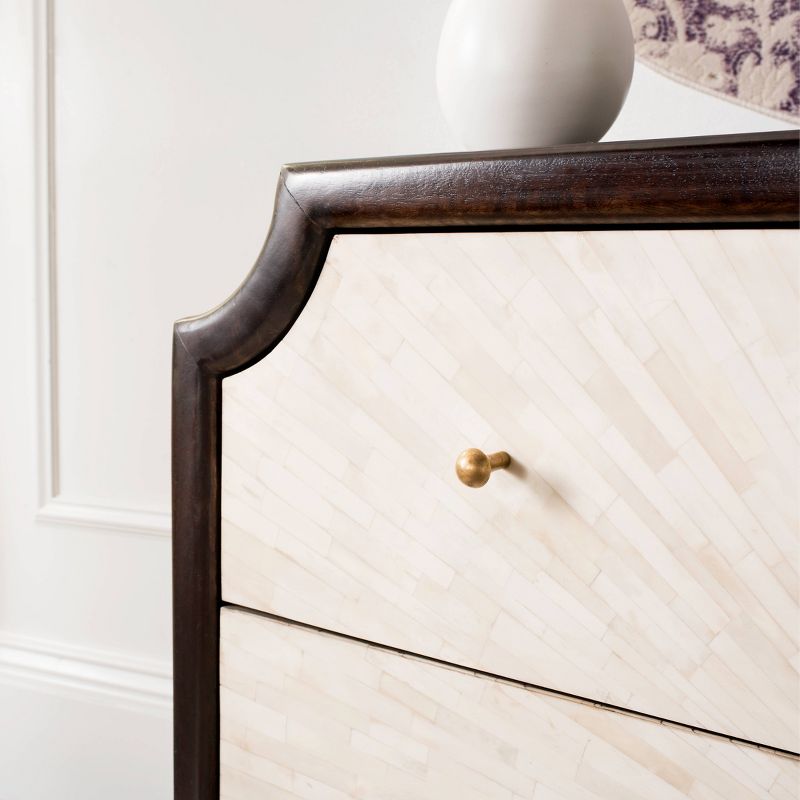 Alina Wood 3 Drawer Dresser Dark Walnut/Natural - Safavieh