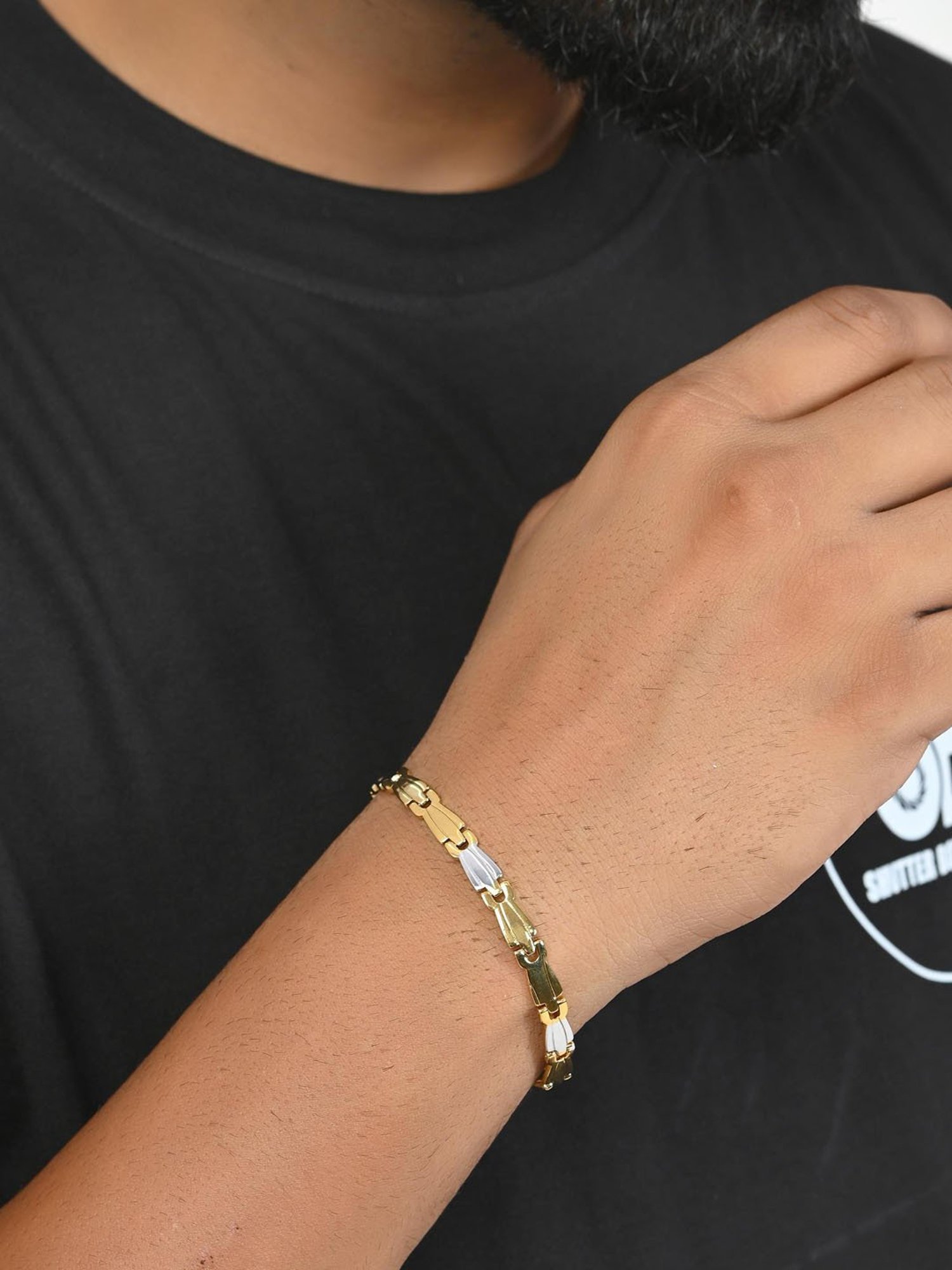 VOJ Gold and Silver Plated Designer Bracelet for Men