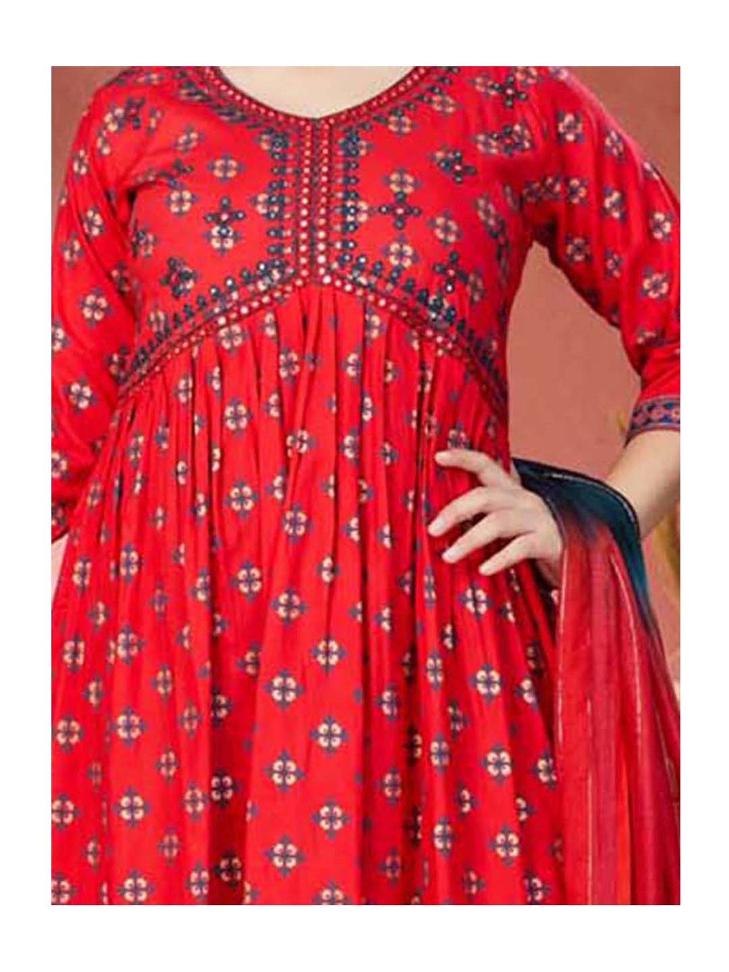 Peppermint Kids Navy Regular Fit Kurta Set