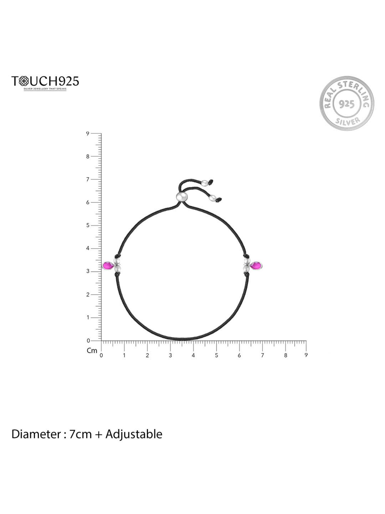 Touch925 Majestic Drop Silver Thread Anklet for Women