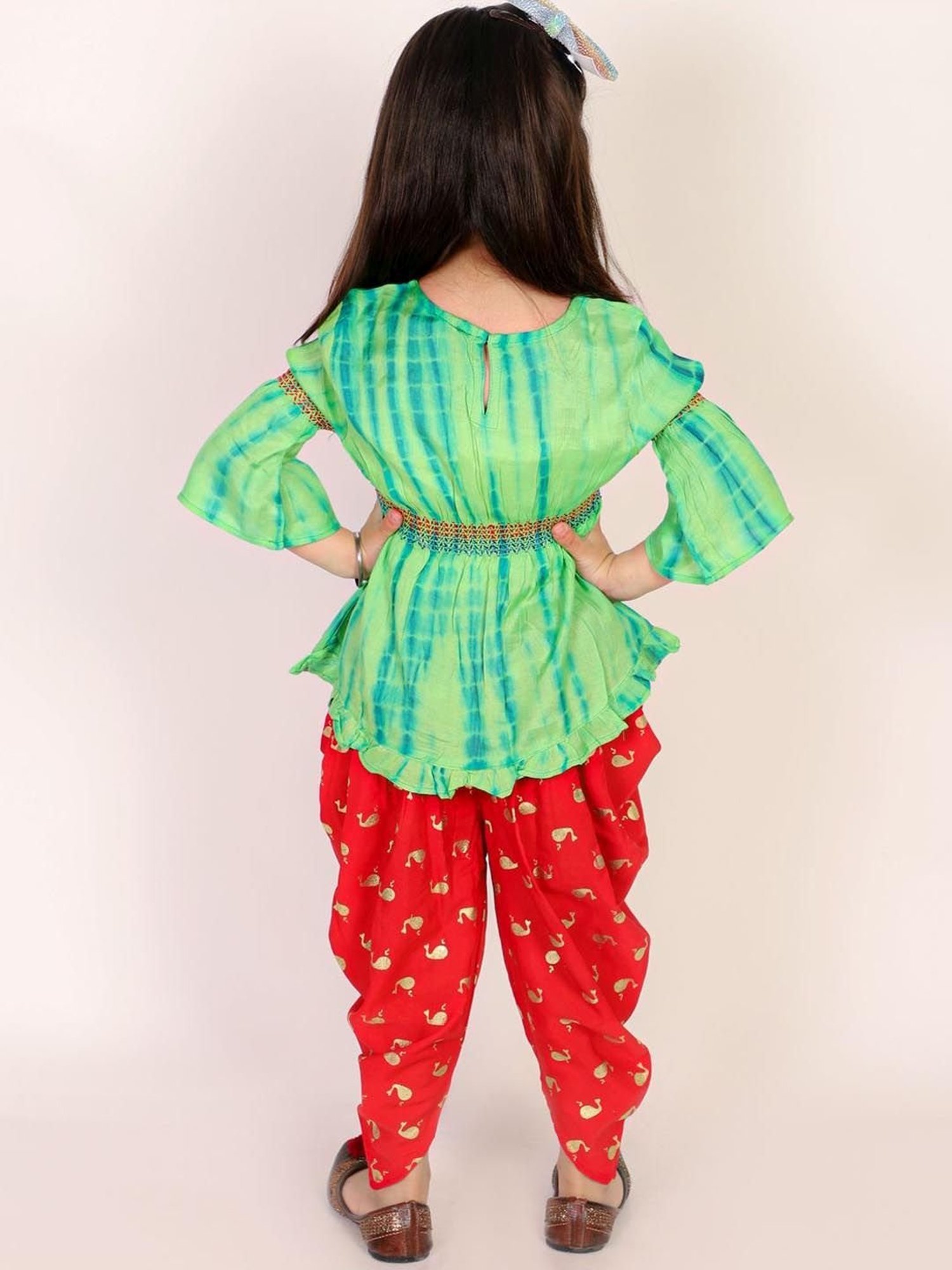 TWISHA Kids Green & Red Printed Top Set