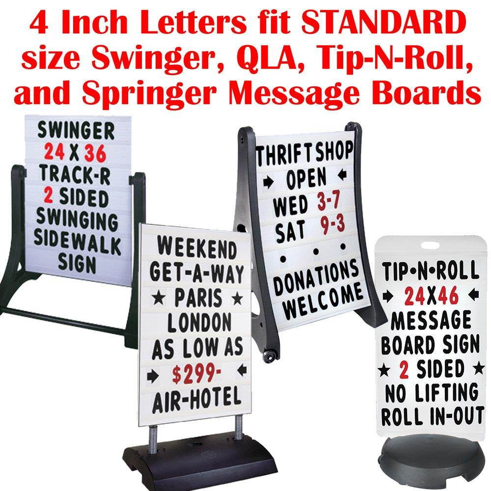 Sidewalk Sign Replacement Letter Set for White Signs, 4 Inch Letters Fit 24x36 Inch Sign Faces