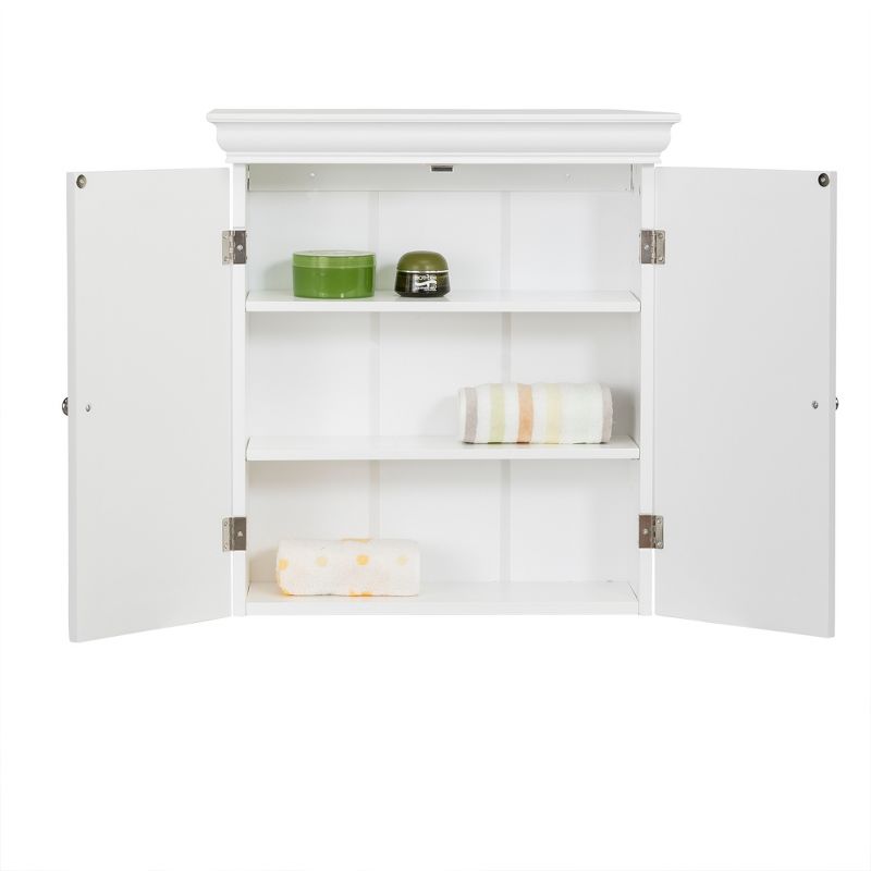 Decorative Wall Cabinet with Two Contemporary Doors White - Elegant Home Fashions