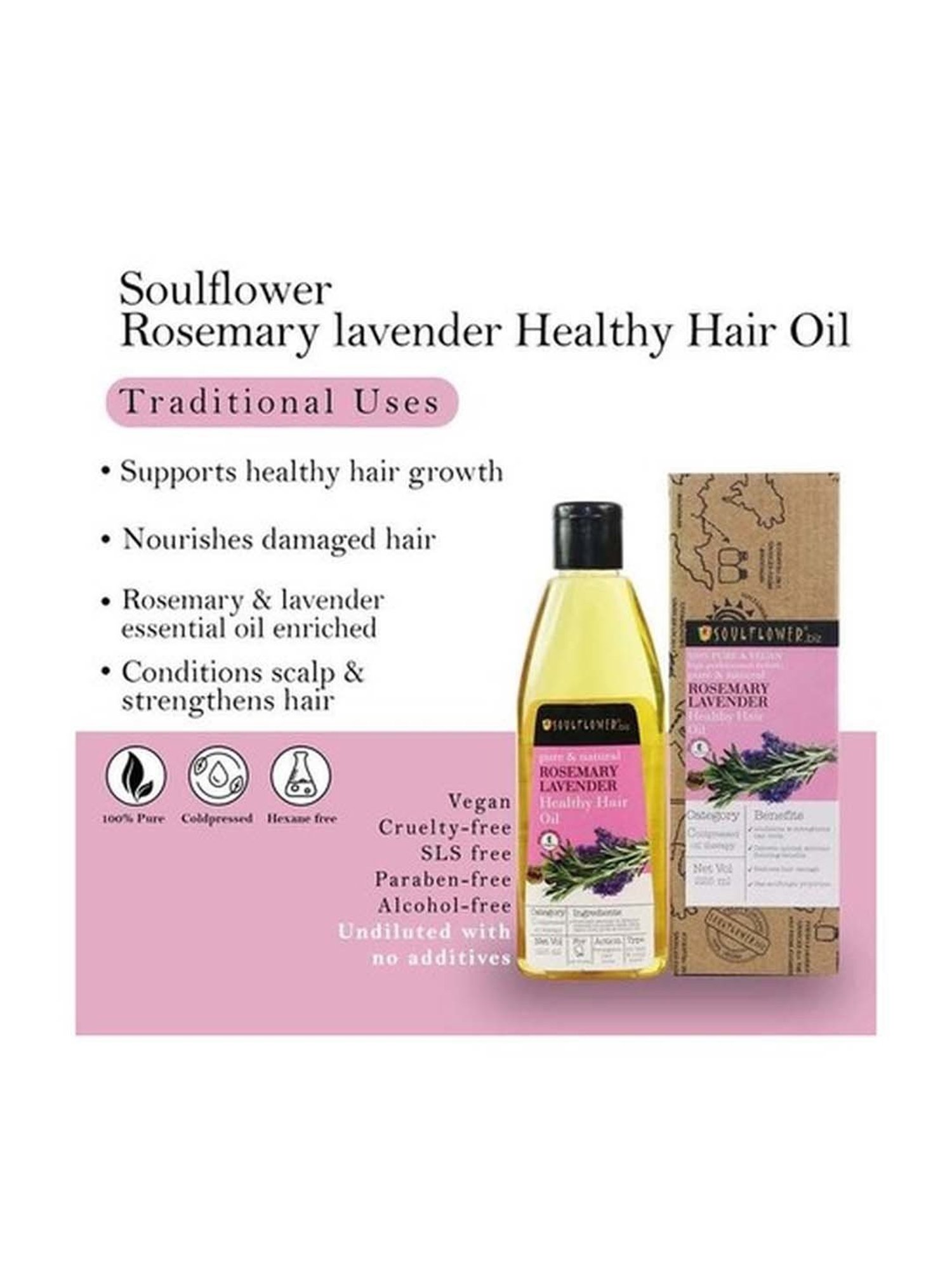 Soulflower Rosemary Lavender Healthy Hair Oil - 225 ml