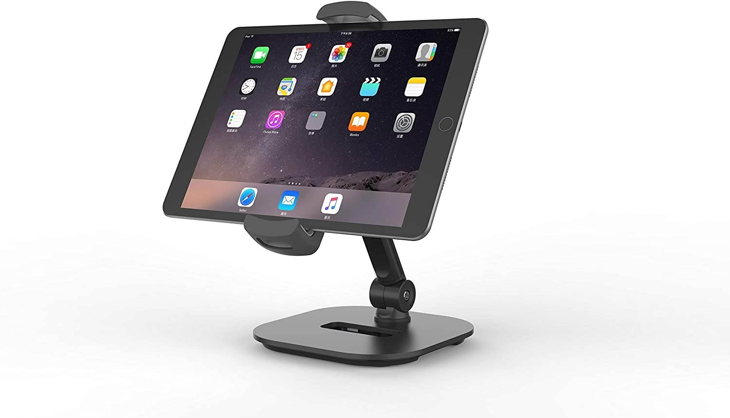 Ledetech Sturdy Smart Device Holder/Tablet Mount, 360&deg; Swivel Metal Base Tablet Stand & Phone Holder with Bracket Cradle Clamps 4-13" Devices for Kitchen, Office Desk, Showroom (Matt Black)