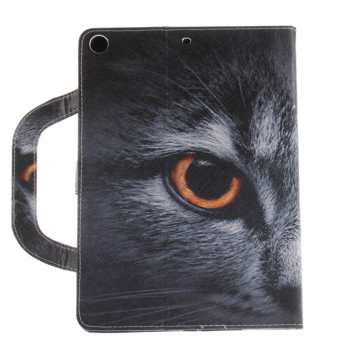 New iPad 2017 iPad 9.7 Case, Newshine Portable Lightweight Smart Stand Case with Card Slots for Apple iPad 9.7-inch 2017 Release [Auto Sleep/Wake], Half-face Cat