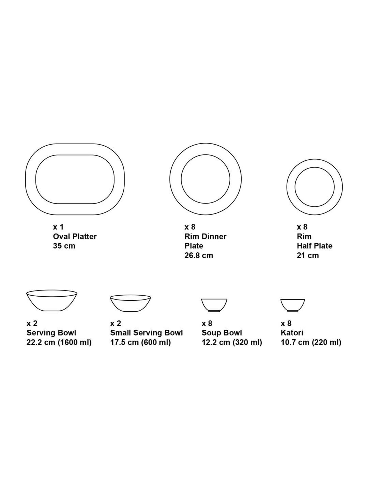 NORITAKE Queen's Fountain White & Red Porcelain Rim Dinner Set