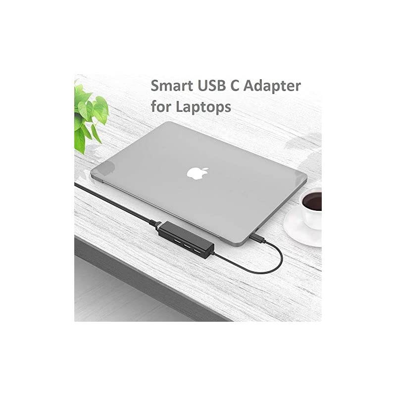 USB C to USB 3 Ports Ethernet Hub Adapter  USBC to USB A 30 Powered Hub with Ethernet LAN RJ45 Network Compatible for TypeC MacBook Pro201920182017 Chromebook Surface Book and More