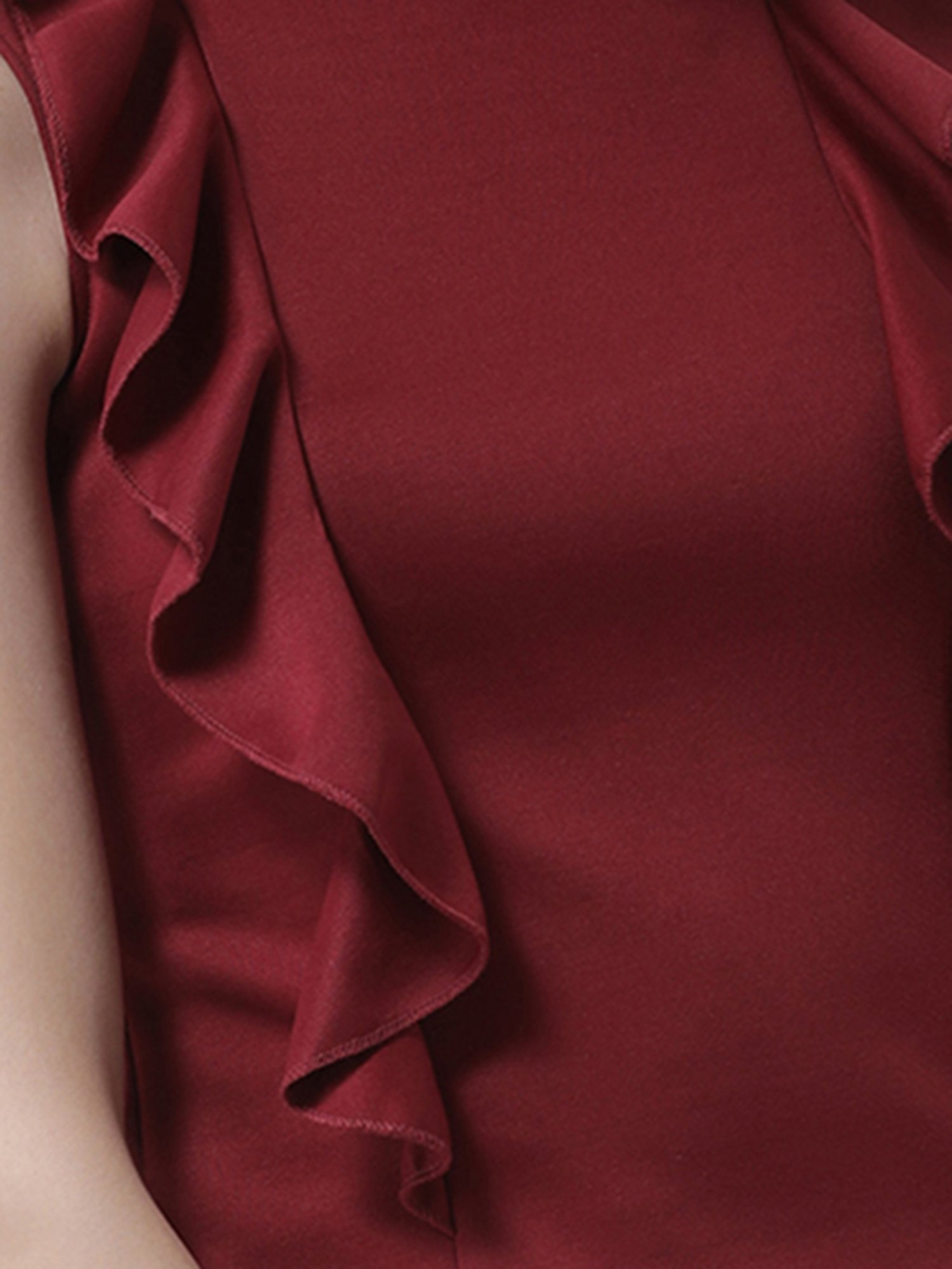 KASSUALLY Maroon Relaxed Fit Top