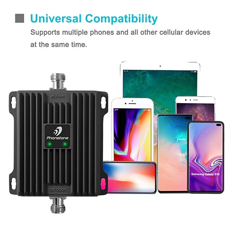 Cell Phone Signal Booster for Home and Office | 65dB Dual Band 12/17/13 Cellular Repeater Boost 4G LTE Data and Volte for Verizon and AT&T | Support Multiple Users | FCC Approved