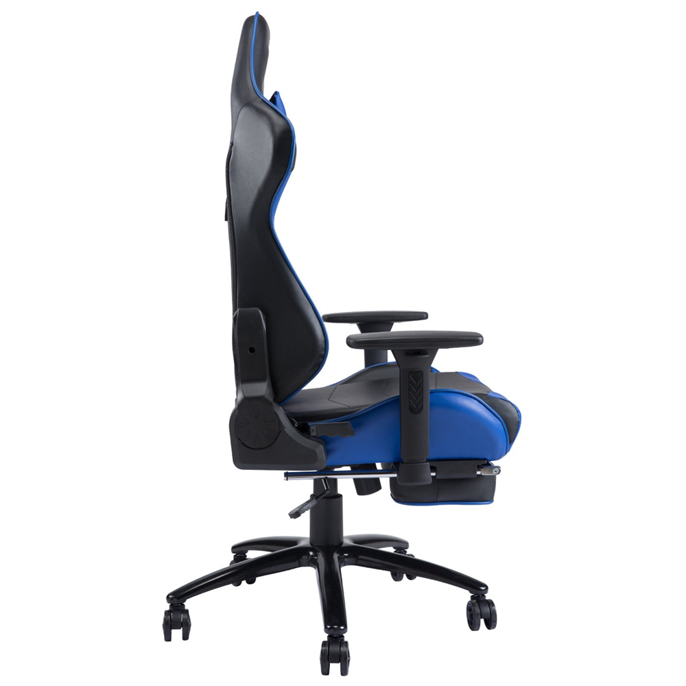 KILLABEE Big and Tall 350lb Massage Gaming Chair Metal Base - Adjustable Massage Lumbar Cushion, Retractable Footrest High Back Ergonomic Leather Racing Computer Desk Executive Office Chair(Blue)