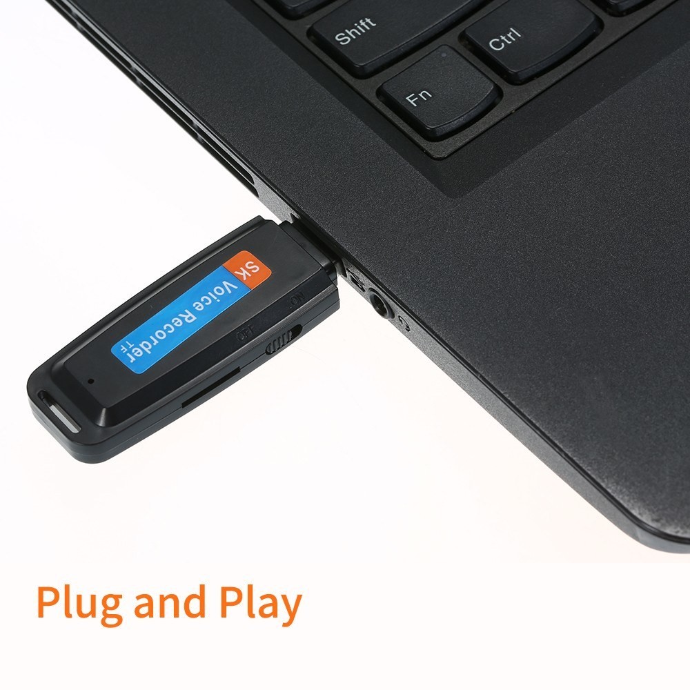 Mini Portable USB Voice Recorder Rechargeable U-Disk Recorder One-Button Recording Storage Support 1-32G TF Card for Meeting Lecture Interview