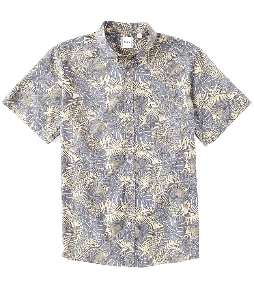 Rowm Short-Sleeve Leaf Printed Sportshirt