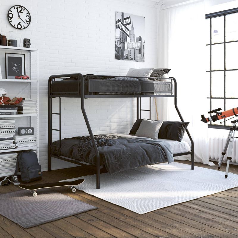Twin/Full Meason Metal Bunk Bed Black - Room & Joy