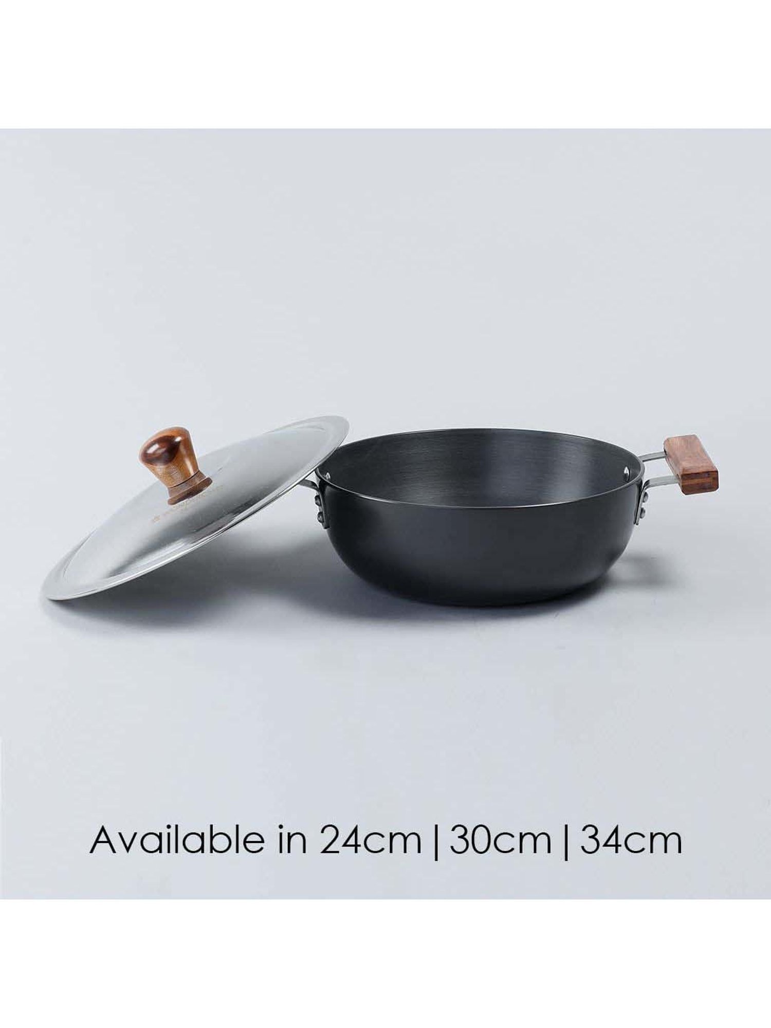 Wonderchef Ebony Hard Anodized Deep Kadhai with Lid