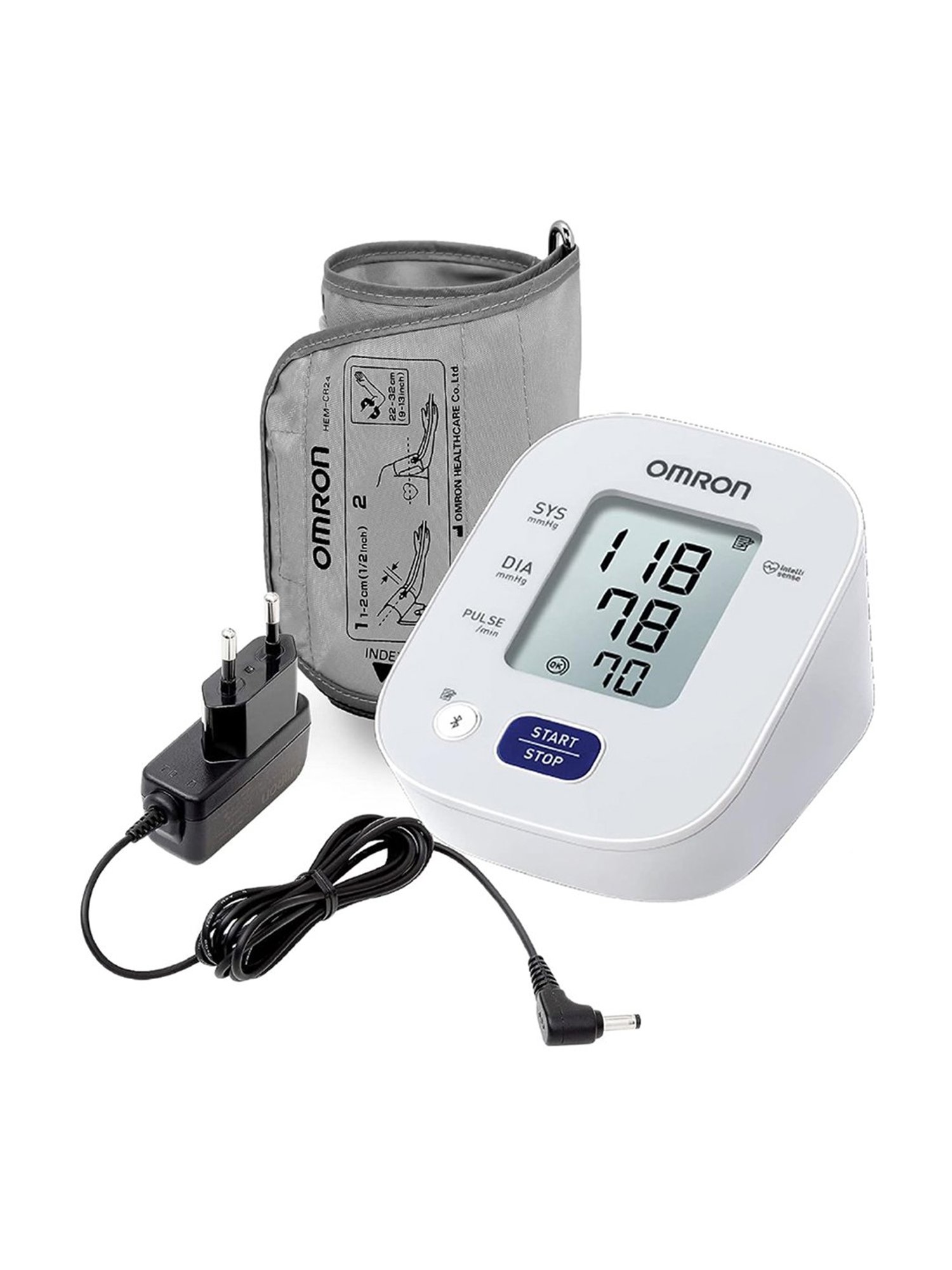 Omron HEM 7143T1A Digital Bluetooth Blood Pressure Monitor with Cuff Wrapping Guide (White)