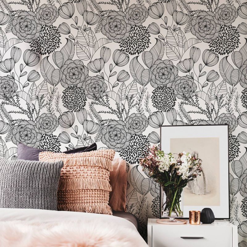 NuWallpaper Secret Garden Peel and Stick Wallpaper Black