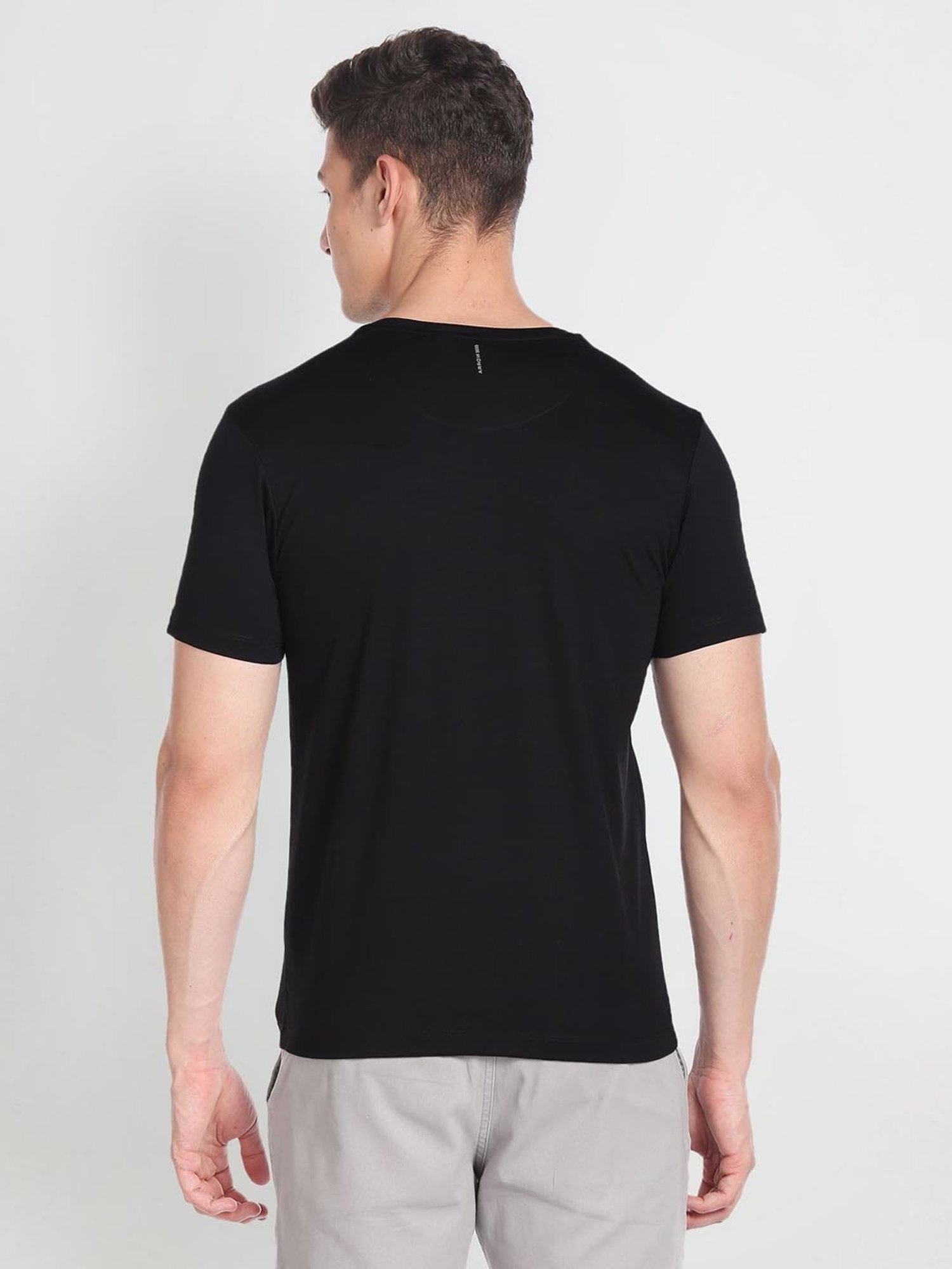 Arrow New York Black Cotton Regular Fit Printed T-Shirt